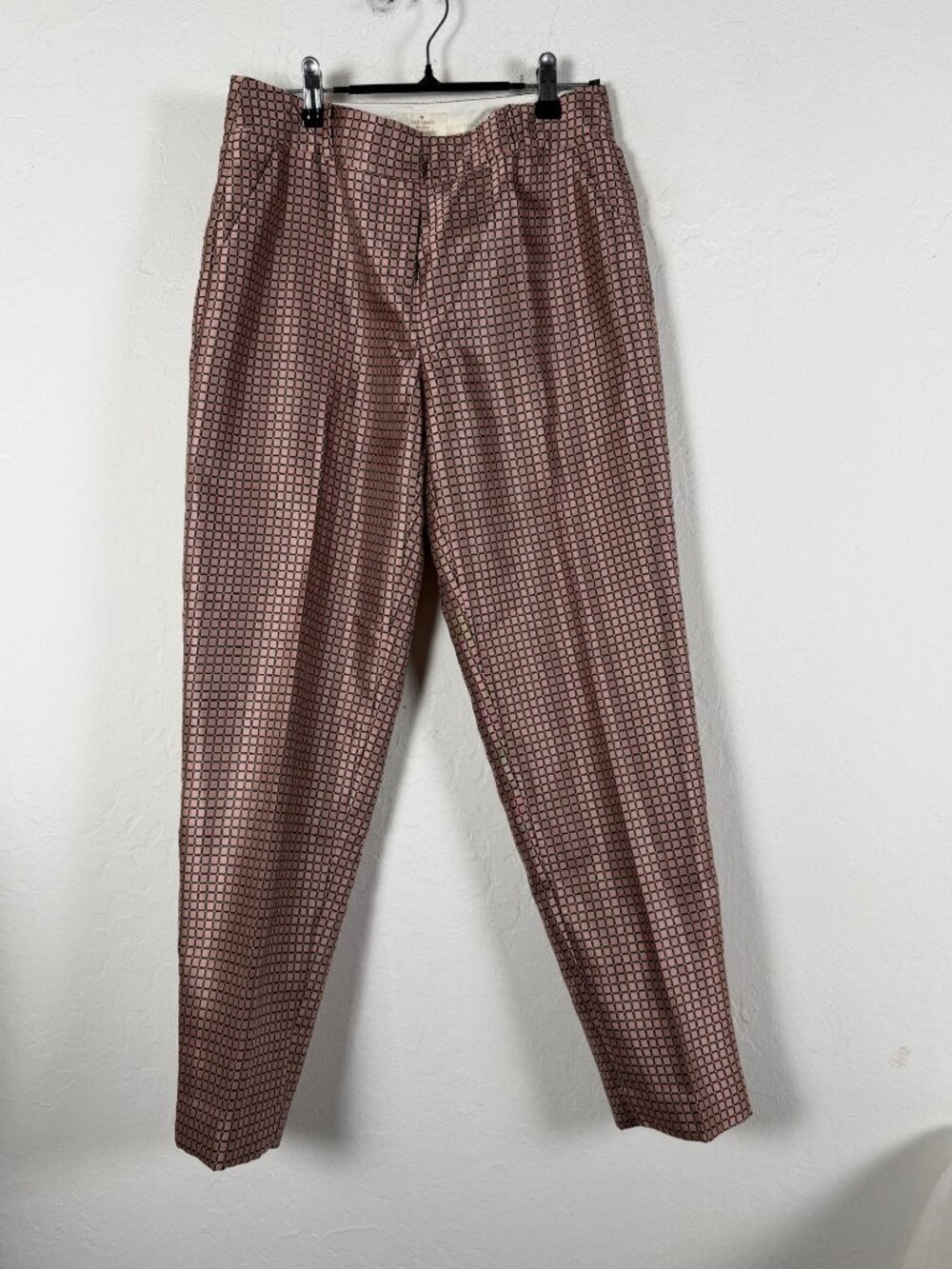 Kate Spade New York Lewitt Margaux Pink Brown Geometric Satin Crop Pants Size 0